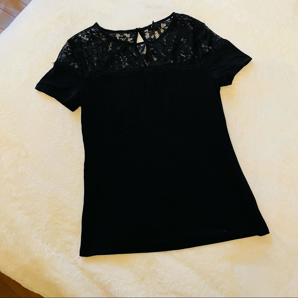 NEW Black T-Shirt with Lace Detail